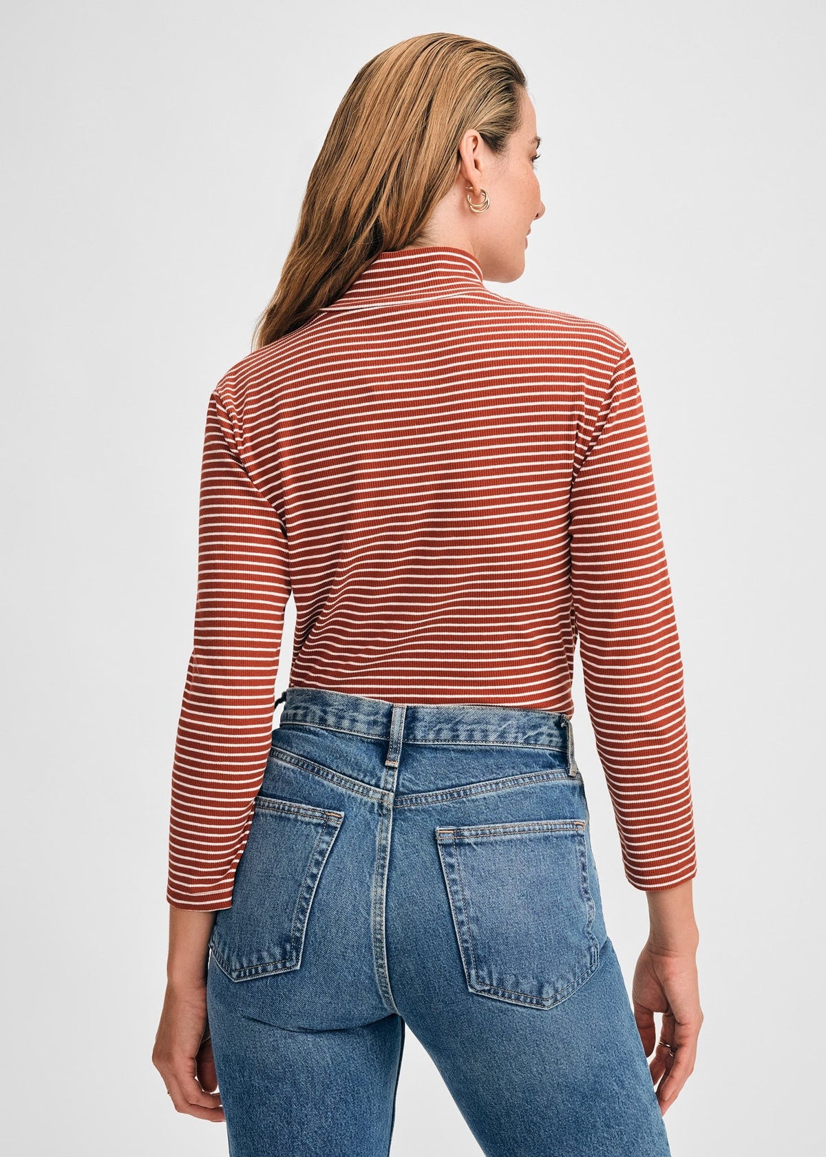 3/4 Sleeve Turtleneck Rib Top