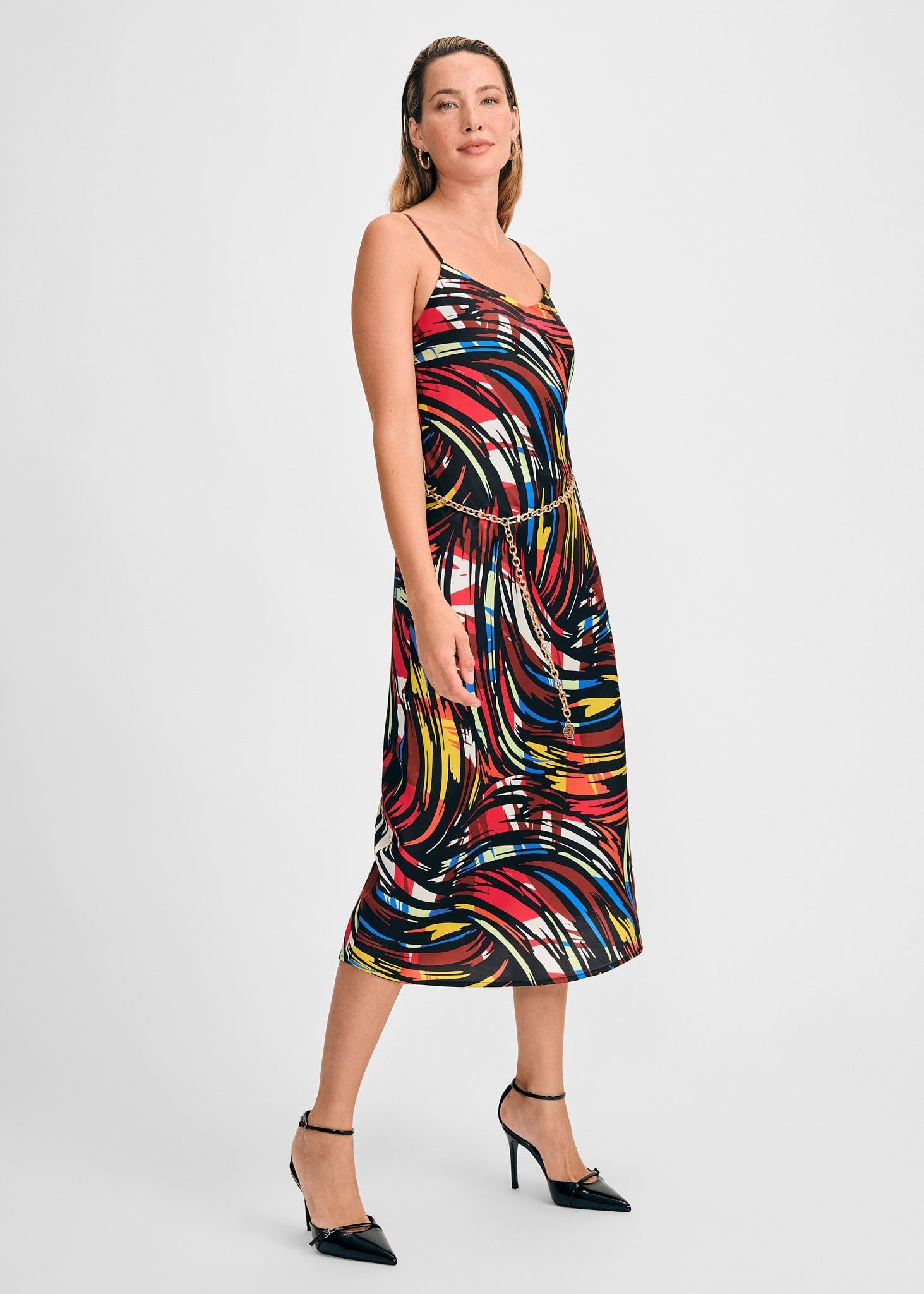 Isaac Mizrahi TRIM STRAP SLIP DRESS