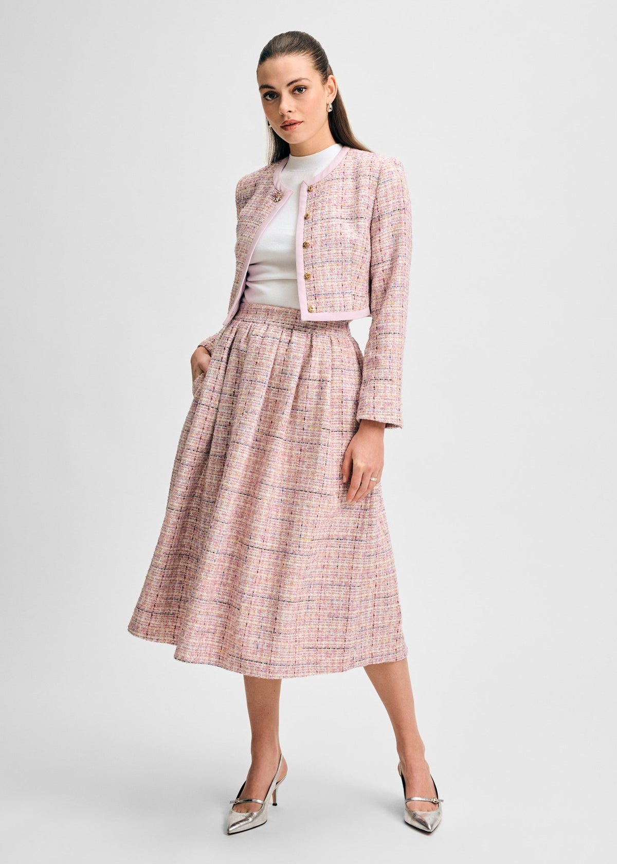 Tweed Midi Tea Skirt