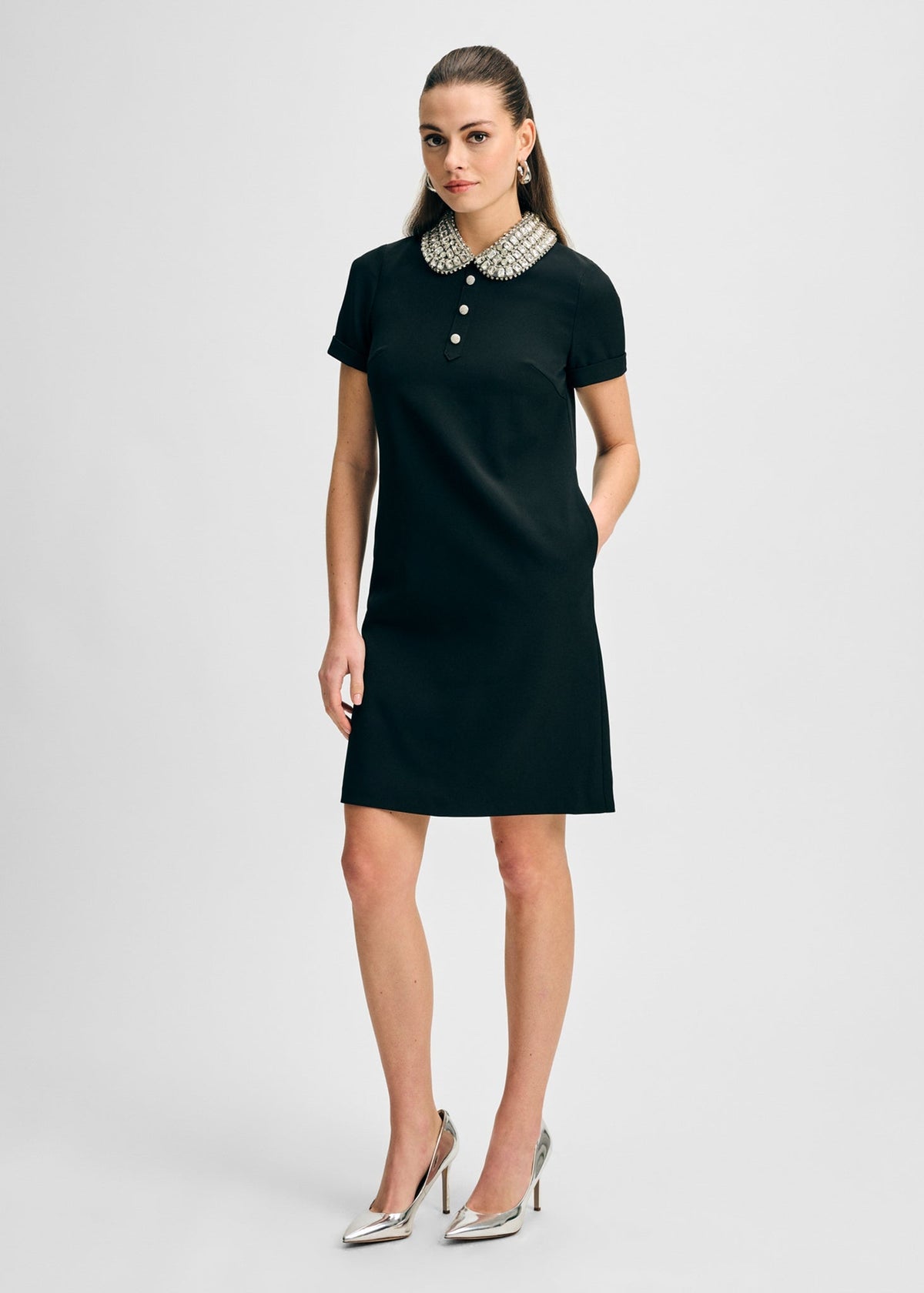 Jewel Collar Cady Shift Dress